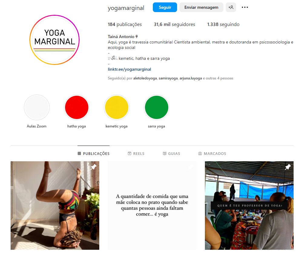 Perfil no Instagram - @yogamarginal